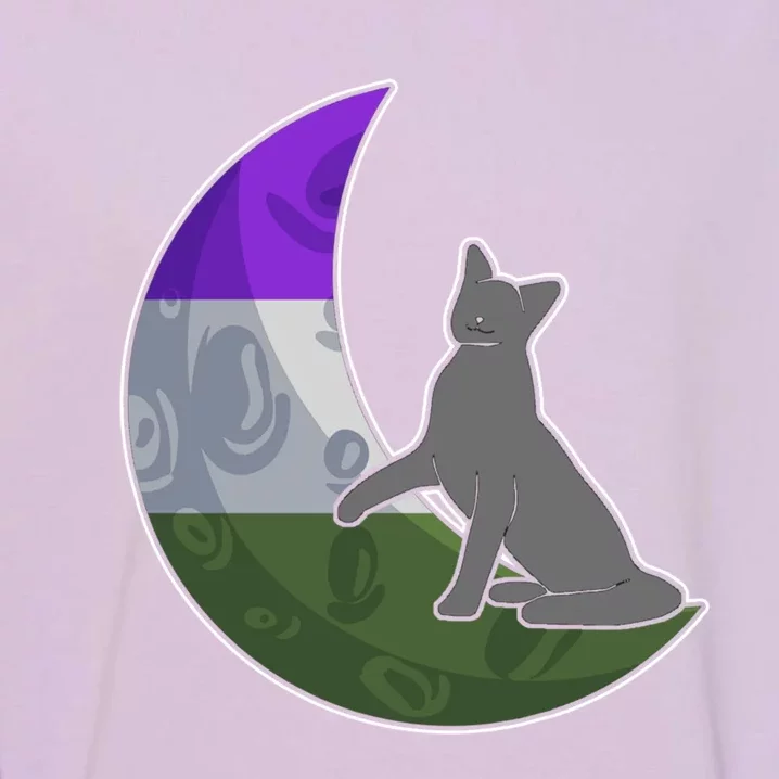 Moon Genderqueer Flag Cat Lgbtq Safe Space Gay Pride Ally Bi Gift Garment-Dyed Sweatshirt