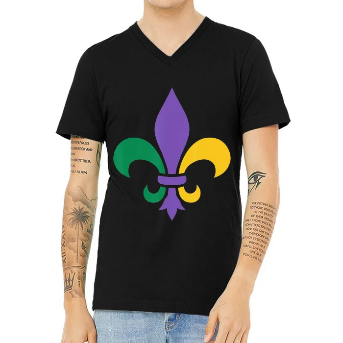 Mardi Gras fleur de lis funny festival V-Neck T-Shirt