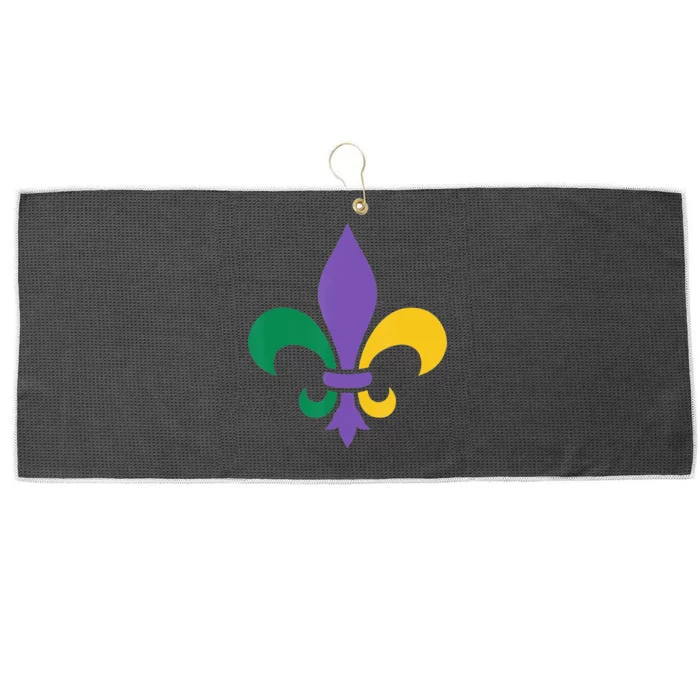 Mardi Gras fleur de lis funny festival Large Microfiber Waffle Golf Towel