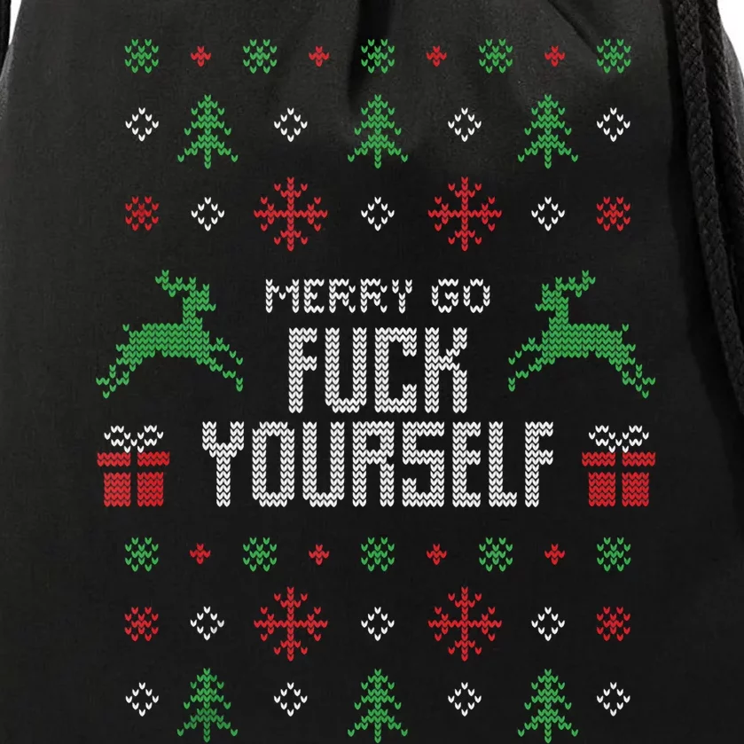 Merry Go Fuck Yourself I Funny Ugly Christmas Christmas Tank Top Drawstring Bag