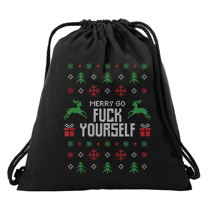 Merry Go Fuck Yourself I Funny Ugly Christmas Christmas Tank Top Drawstring Bag