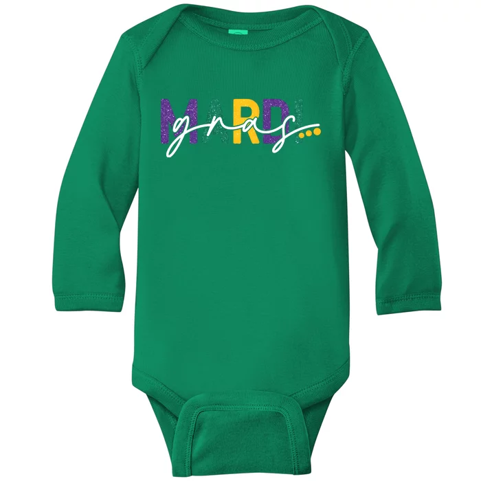 Mardi Gras Fleur De Lis Baby Long Sleeve Bodysuit