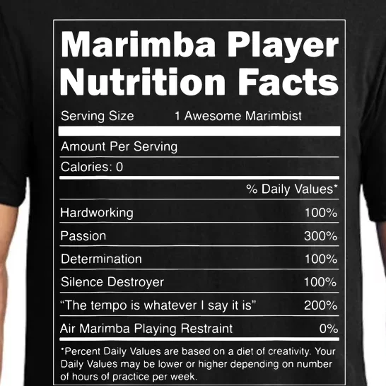 Music Gift Funny Nutrition Facts Marimba Player Pajama Set