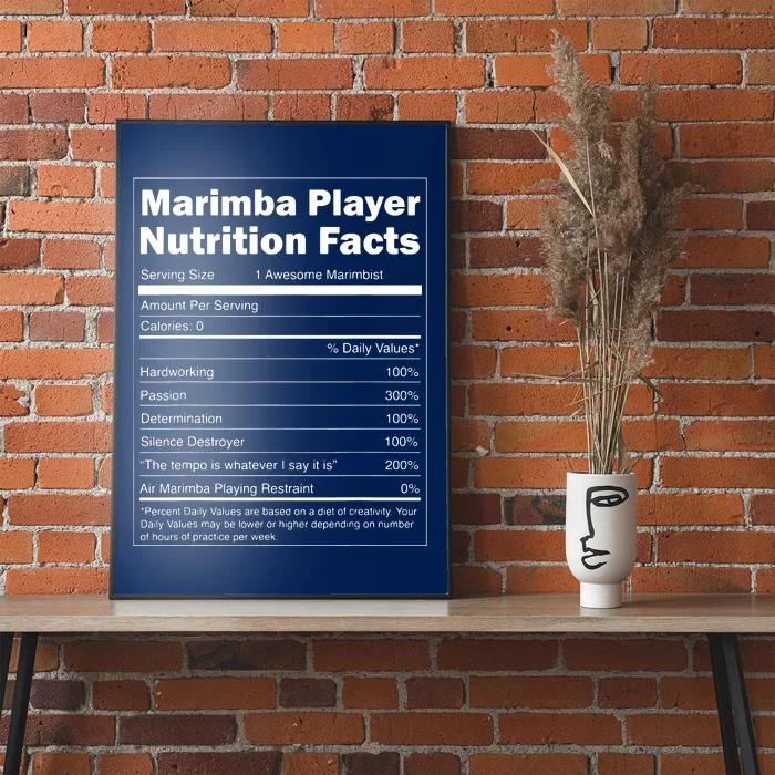 Music Gift Funny Nutrition Facts Marimba Player Poster