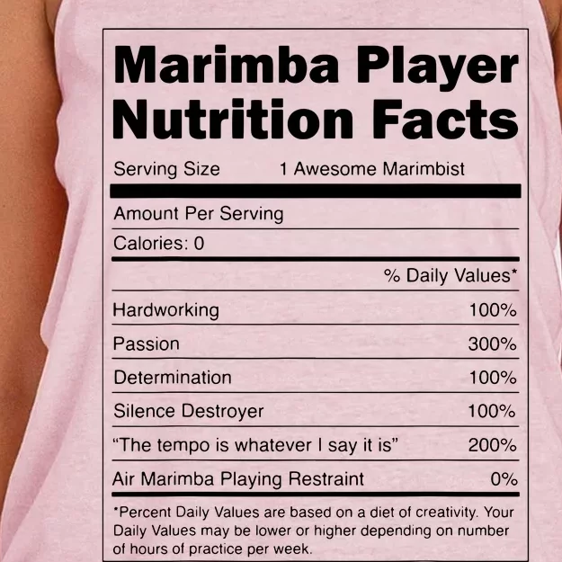 Music Gift Funny Nutrition Facts Marimba Player Women's Knotted Racerback Tank