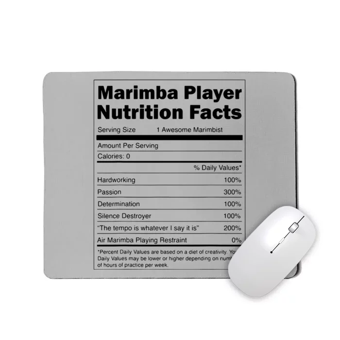 Music Gift Funny Nutrition Facts Marimba Player Mousepad