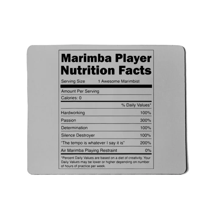 Music Gift Funny Nutrition Facts Marimba Player Mousepad