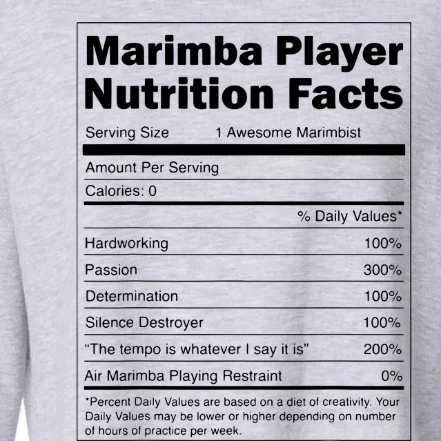 Music Gift Funny Nutrition Facts Marimba Player Cropped Pullover Crew