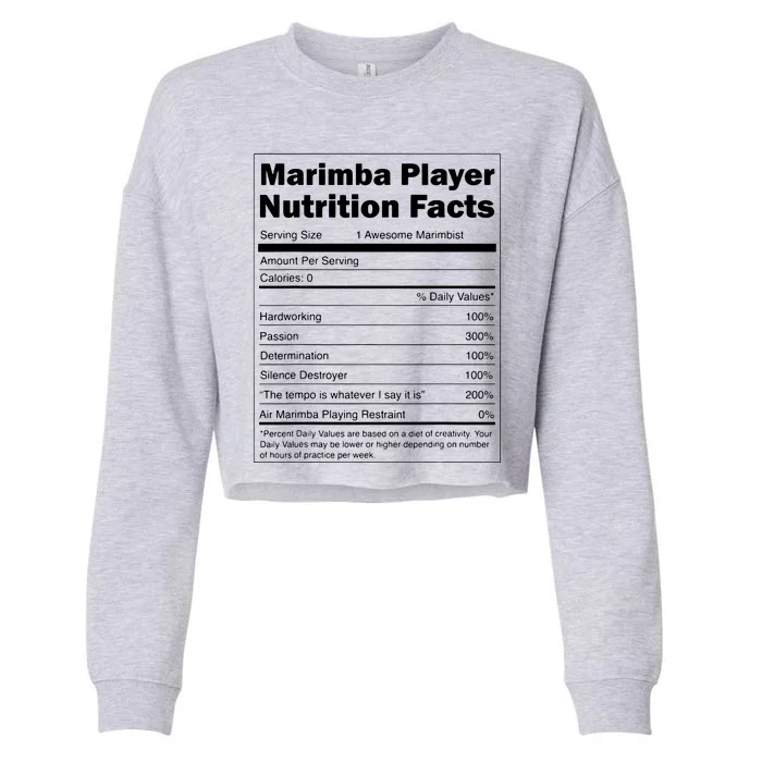 Music Gift Funny Nutrition Facts Marimba Player Cropped Pullover Crew