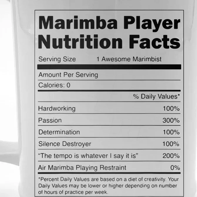 Music Gift Funny Nutrition Facts Marimba Player Front & Back Beer Stein