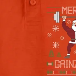 Merry Gainzmas Fit Santa Gym Workout Ugly Christmas Sweater Gift Dry Zone Grid Performance Polo