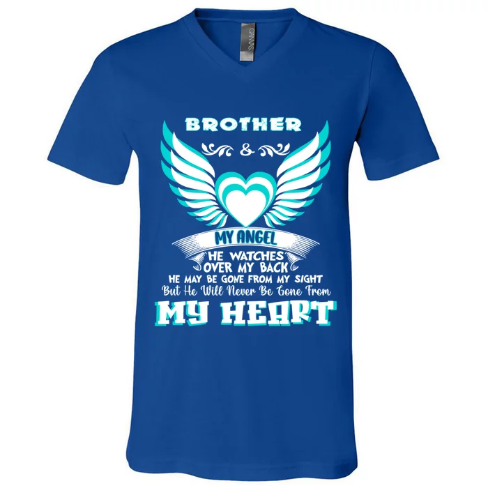 Memorial Gift For Cute Gift Loss Of Brother Brother In Heaven Cool Gift V-Neck T-Shirt