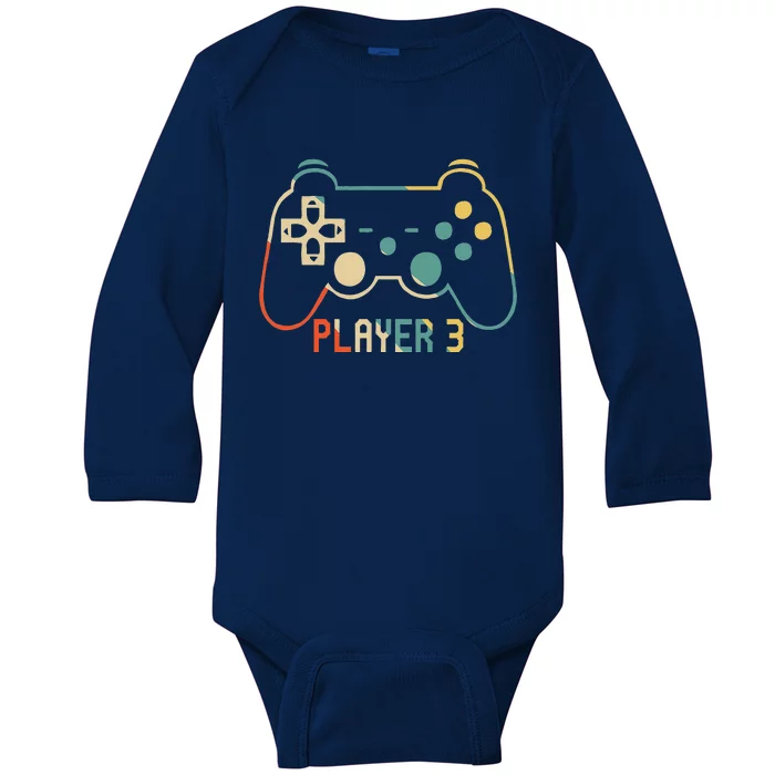 Matching Gamer For Dad, Mom Player 3 Baby Long Sleeve Bodysuit