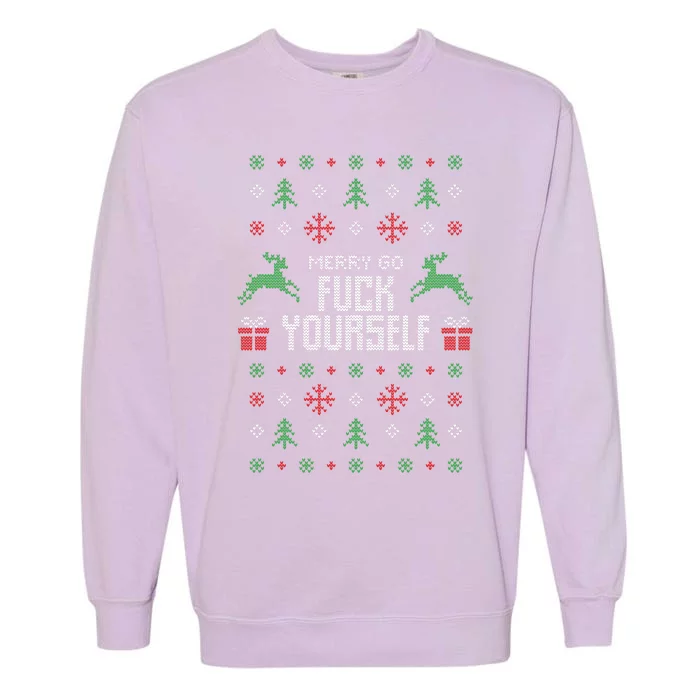 Merry Go Fuck Yourself Ugly Christmas Garment-Dyed Sweatshirt