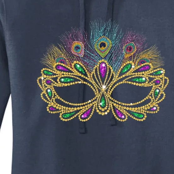 Mardi Gras Festival Mask With Feathers Carnival Women's Pullover Hoodie