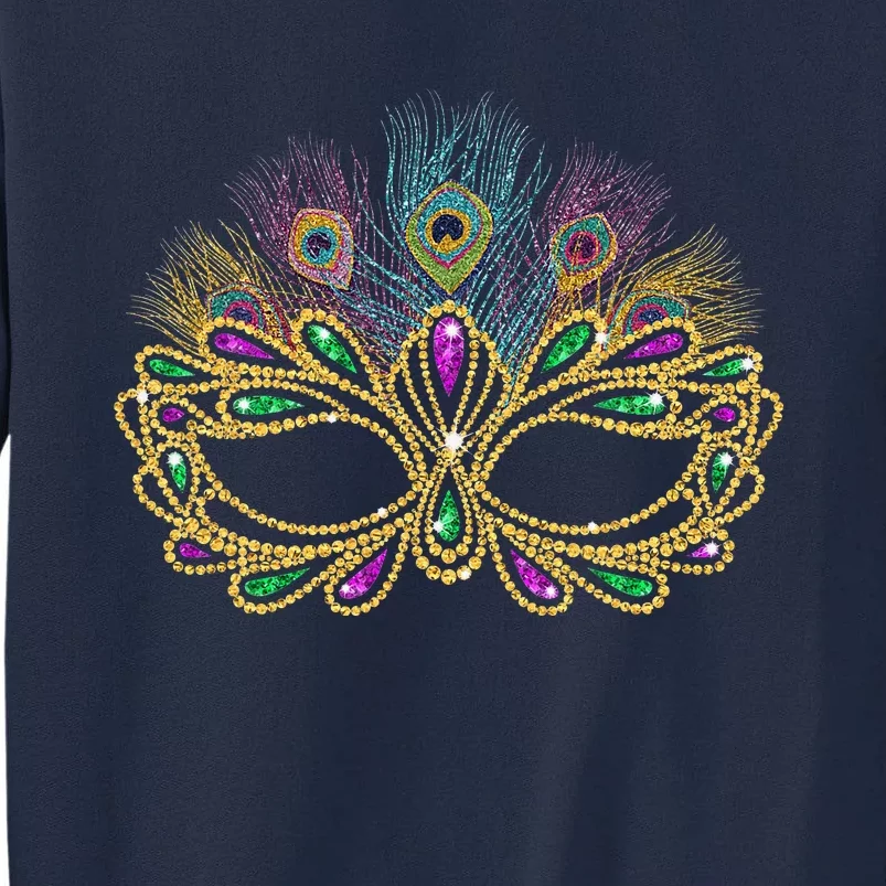 Mardi Gras Festival Mask With Feathers Carnival Tall Sweatshirt