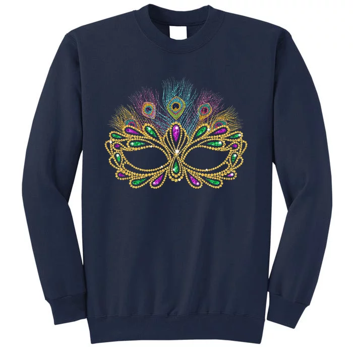 Mardi Gras Festival Mask With Feathers Carnival Tall Sweatshirt