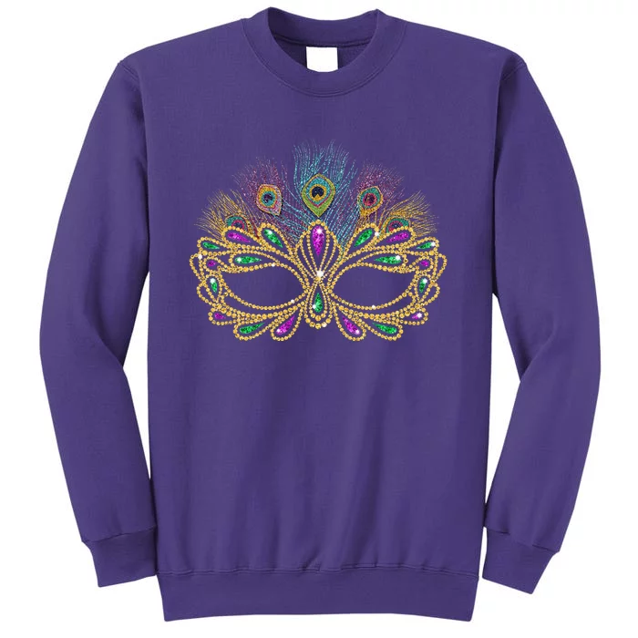 Mardi Gras Festival Mask With Feathers Carnival Sweatshirt