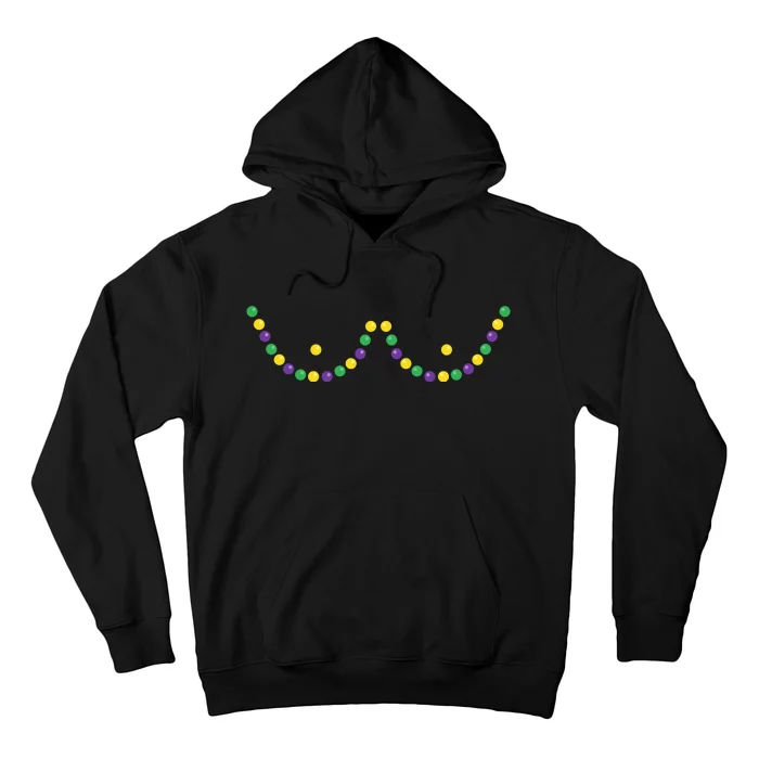 Mardi Gras Funny Beads Boobs Outline Gift Hoodie