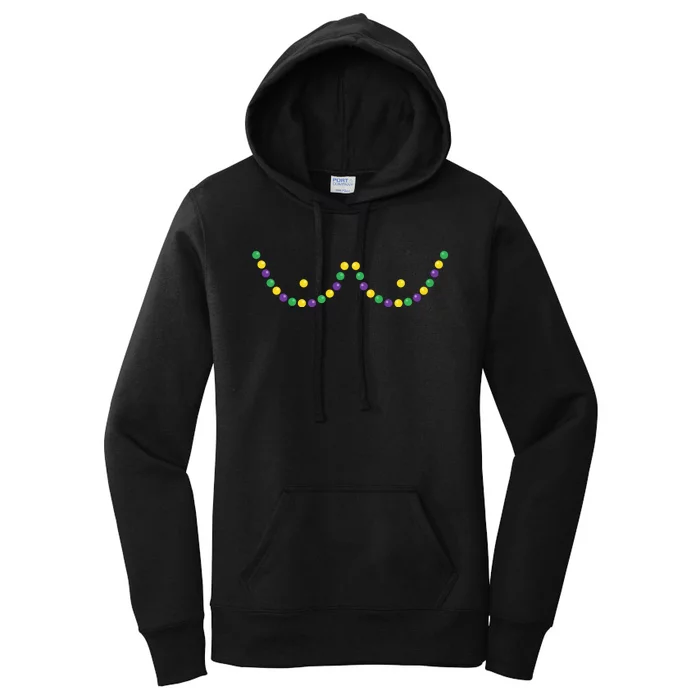 Mardi Gras Funny Beads Boobs Outline Gift Women's Pullover Hoodie