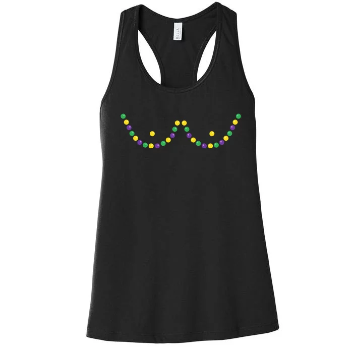 Mardi Gras Funny Beads Boobs Outline Gift Women's Racerback Tank