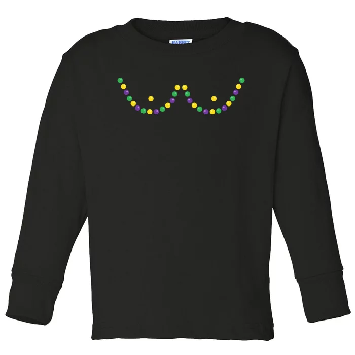 Mardi Gras Funny Beads Boobs Outline Gift Toddler Long Sleeve Shirt