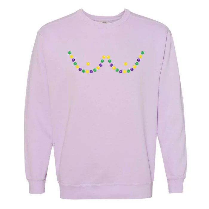 Mardi Gras Funny Beads Boobs Outline Gift Garment-Dyed Sweatshirt