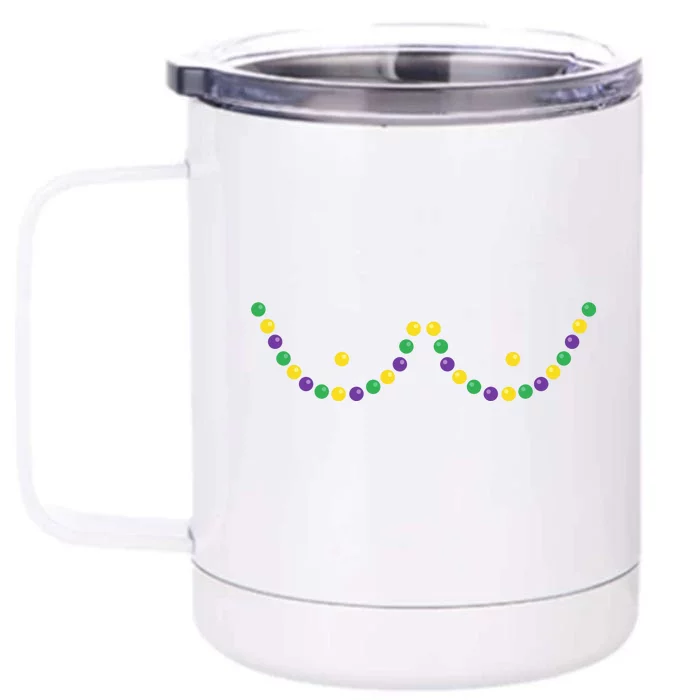 Mardi Gras Funny Beads Boobs Outline Gift Front & Back 12oz Stainless Steel Tumbler Cup