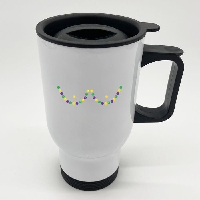 Mardi Gras Funny Beads Boobs Outline Gift Front & Back Stainless Steel Travel Mug