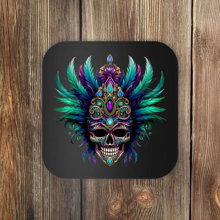 Mardi Gras Funny Queen Skull New Orleans Coaster