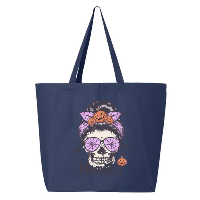 Momster Gift Funny Messy Bun Skeleton Spooky Halloween Cool Gift 25L Jumbo Tote