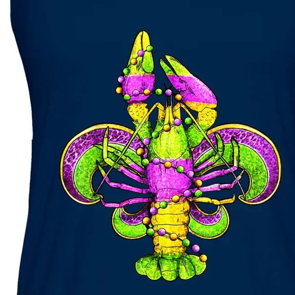 Mardi Gras Fleur De Lis Crawfish Ladies Essential Flowy Tank