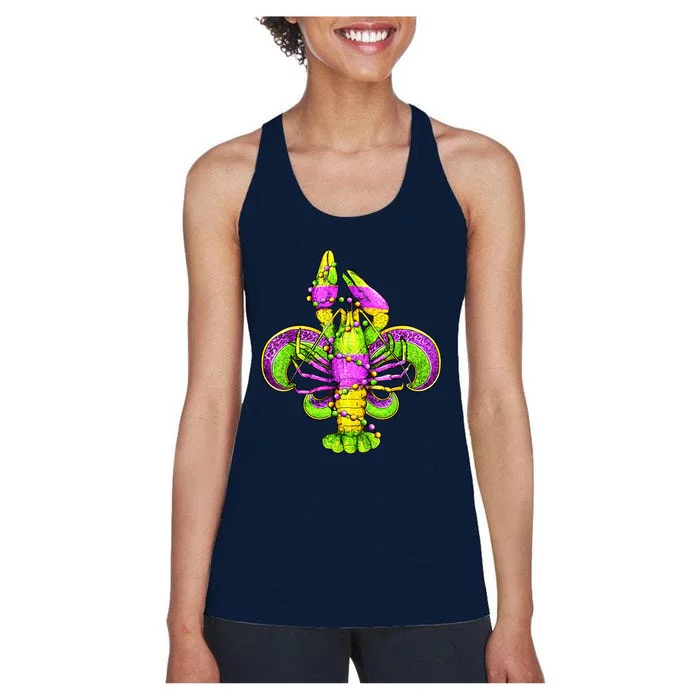 Mardi Gras Fleur De Lis Crawfish Women's Racerback Tank