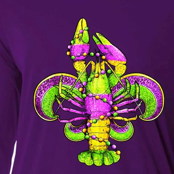 Mardi Gras Fleur De Lis Crawfish Cooling Performance Long Sleeve Crew