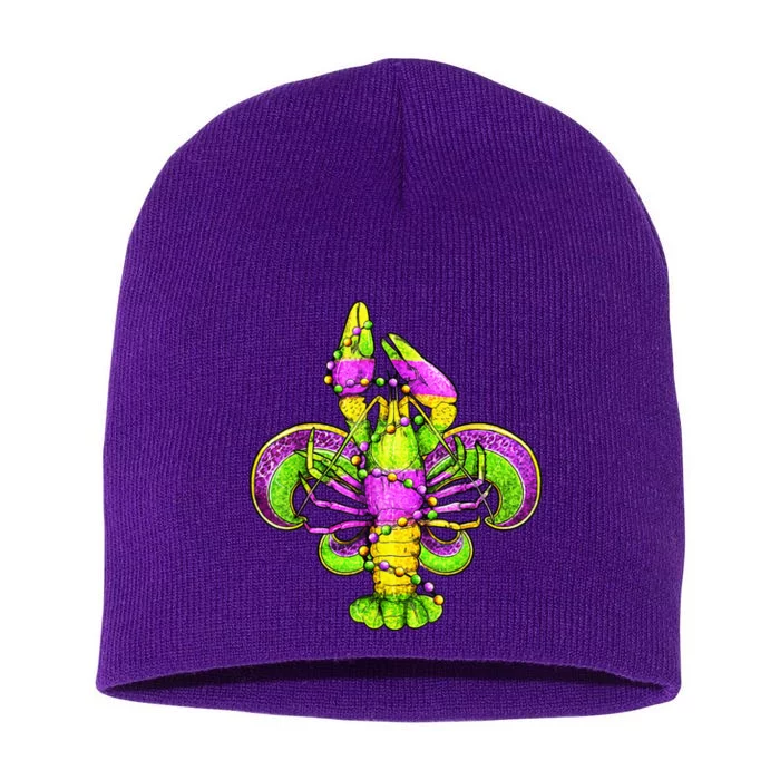 Mardi Gras Fleur De Lis Crawfish Short Acrylic Beanie