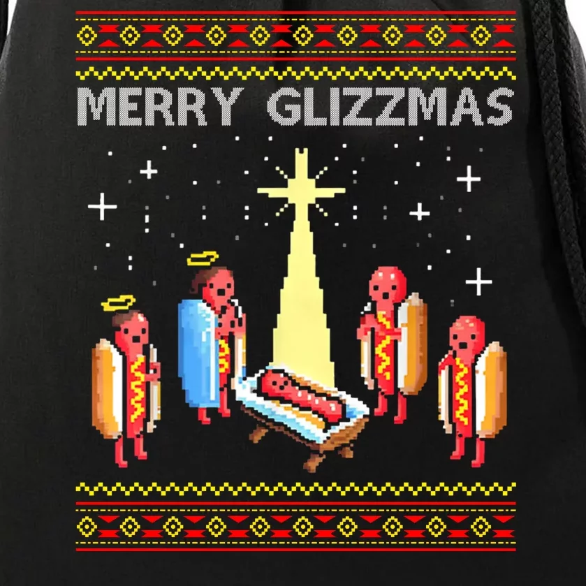 Merry Glizzmas Funny Christmas Drawstring Bag