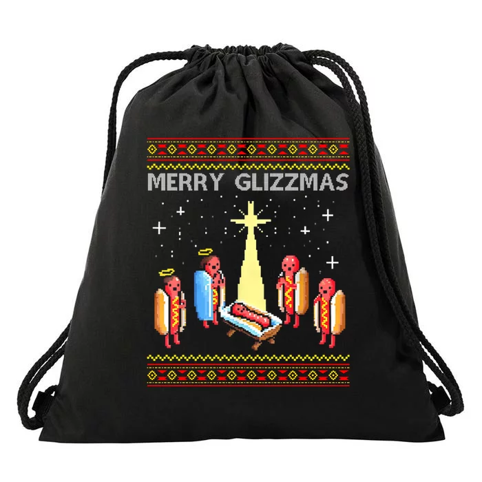 Merry Glizzmas Funny Christmas Drawstring Bag