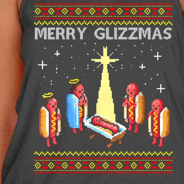 Merry Glizzmas Funny Christmas Women's Knotted Racerback Tank