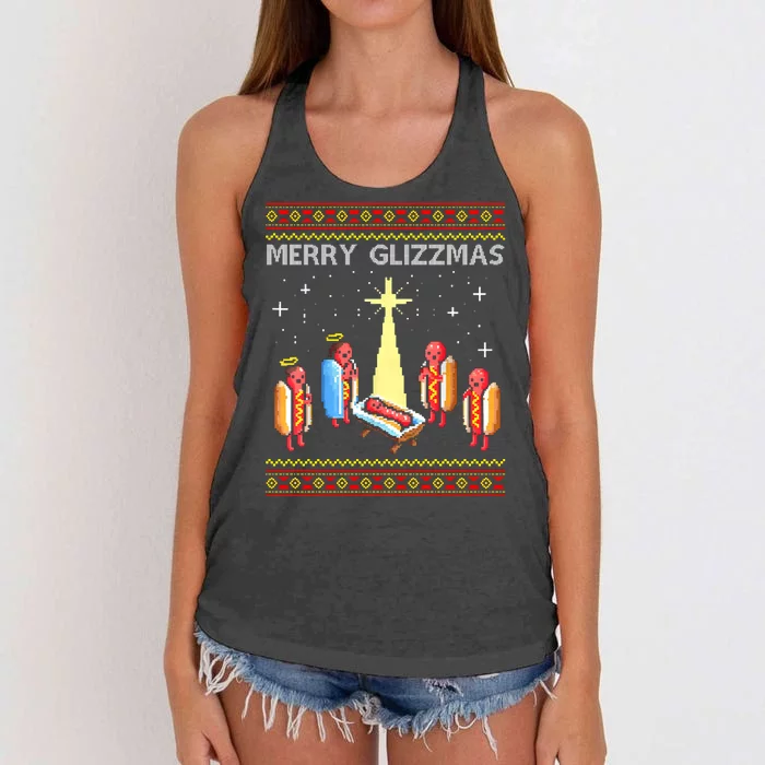 Merry Glizzmas Funny Christmas Women's Knotted Racerback Tank