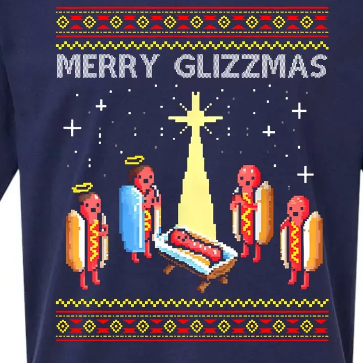 Merry Glizzmas Funny Christmas Sueded Cloud Jersey T-Shirt