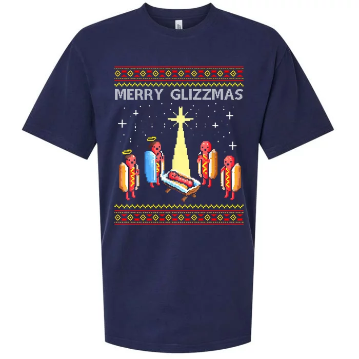 Merry Glizzmas Funny Christmas Sueded Cloud Jersey T-Shirt