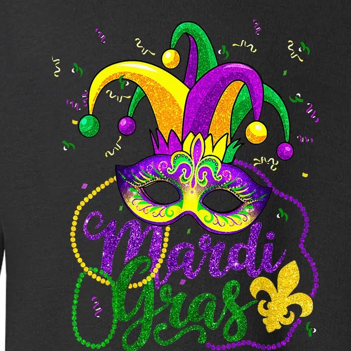 Mardi Gras For Beads Mask Feathers Hat Toddler Sweatshirt