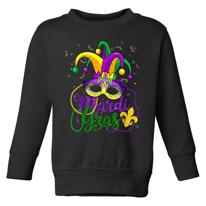 Mardi Gras For Beads Mask Feathers Hat Toddler Sweatshirt