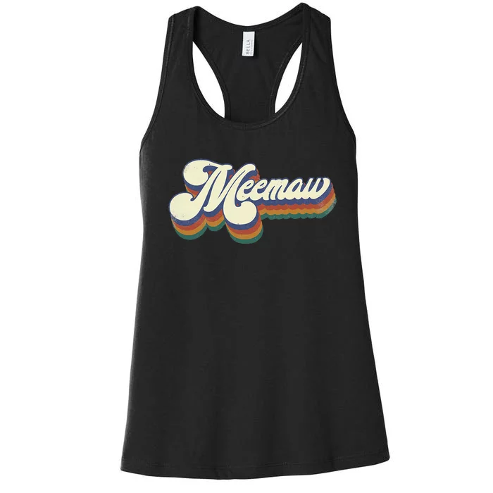 Meemaw Gifts For Grandma Retro Vintage MotherS Day Meemaw Women's Racerback Tank