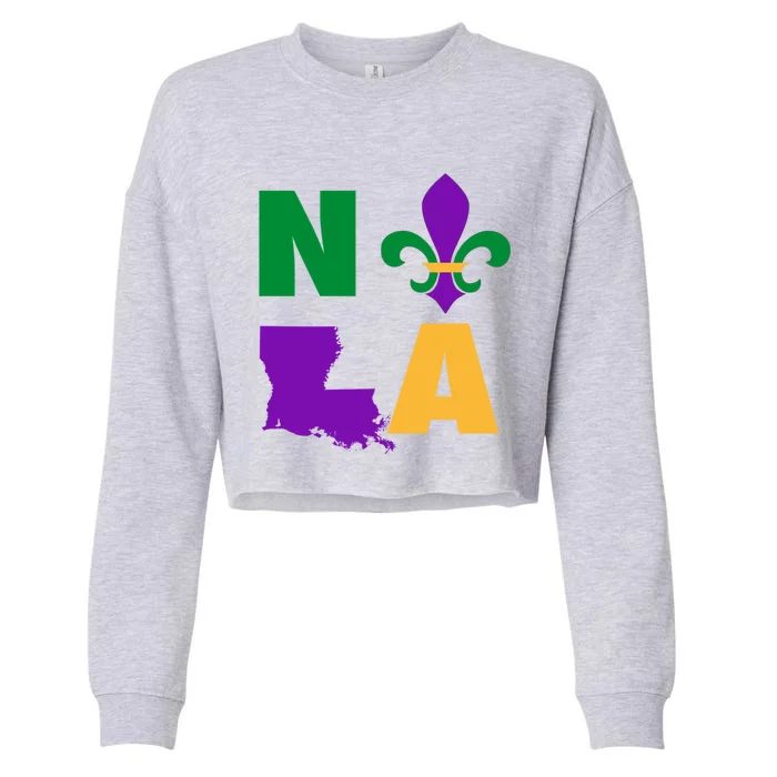 Mardi Gras Fleur De Lis Mardi Gras New Orleans Gift Cropped Pullover Crew