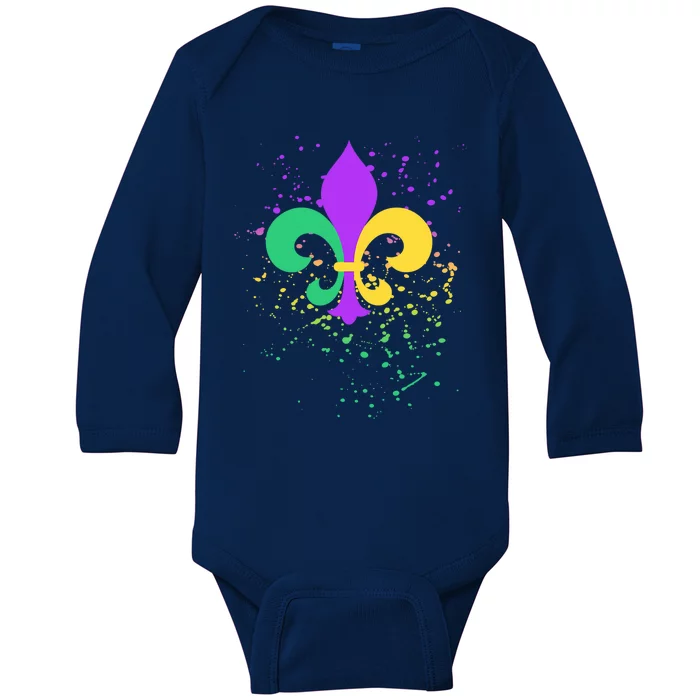 Mardi Gras Fleurgiftdegiftlis Paint Splatter Gift Baby Long Sleeve Bodysuit