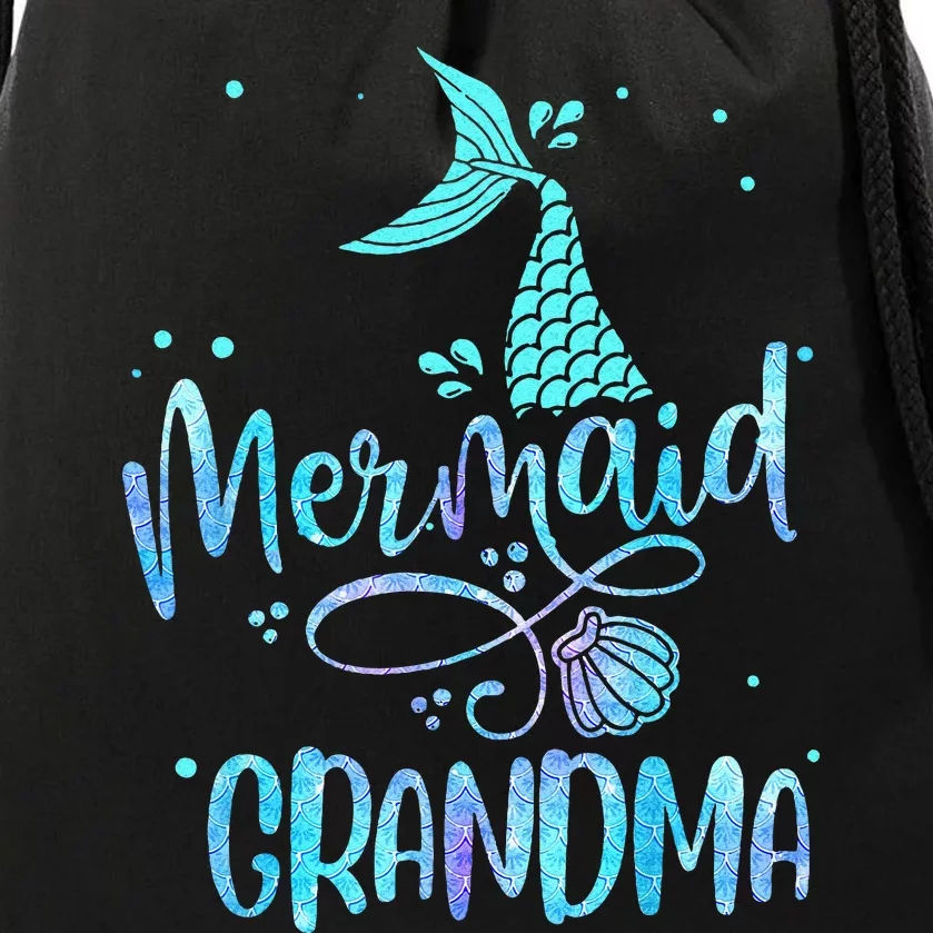 Mermaid Grandma Funny Women Family Matching Party Squad Drawstring Bag