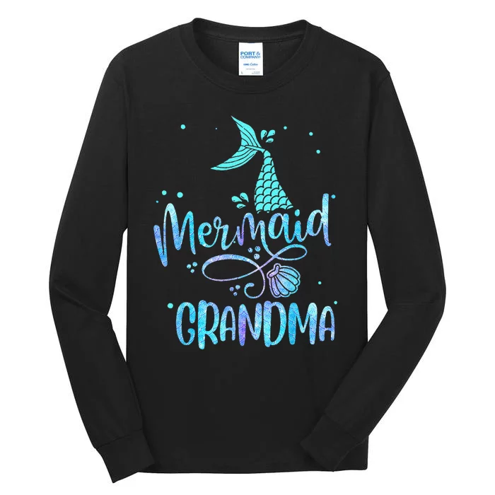 Mermaid Grandma Funny Women Family Matching Party Squad Tall Long Sleeve T-Shirt