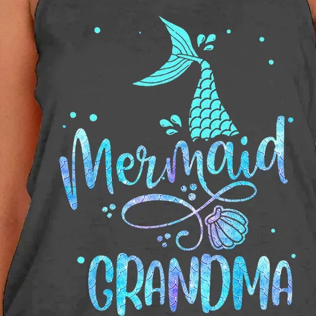 Mermaid Grandma Funny Women Family Matching Party Squad Women's Knotted Racerback Tank