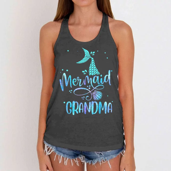 Mermaid Grandma Funny Women Family Matching Party Squad Women's Knotted Racerback Tank